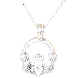 Irish Claddagh Sterling Silver Necklace Pendant 18 In Italian Chain Heart Crown